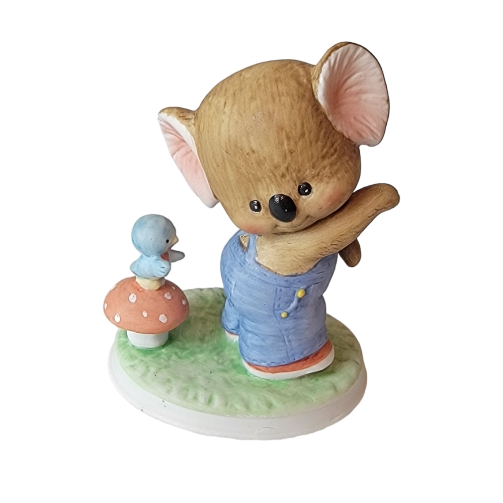 VINTAGE Lefton China Porcelain Koala with bluebird - Picture 1 of 9